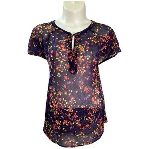 Plus Size Liz Claiborne Navy and Red Floral Blouse Size 3X